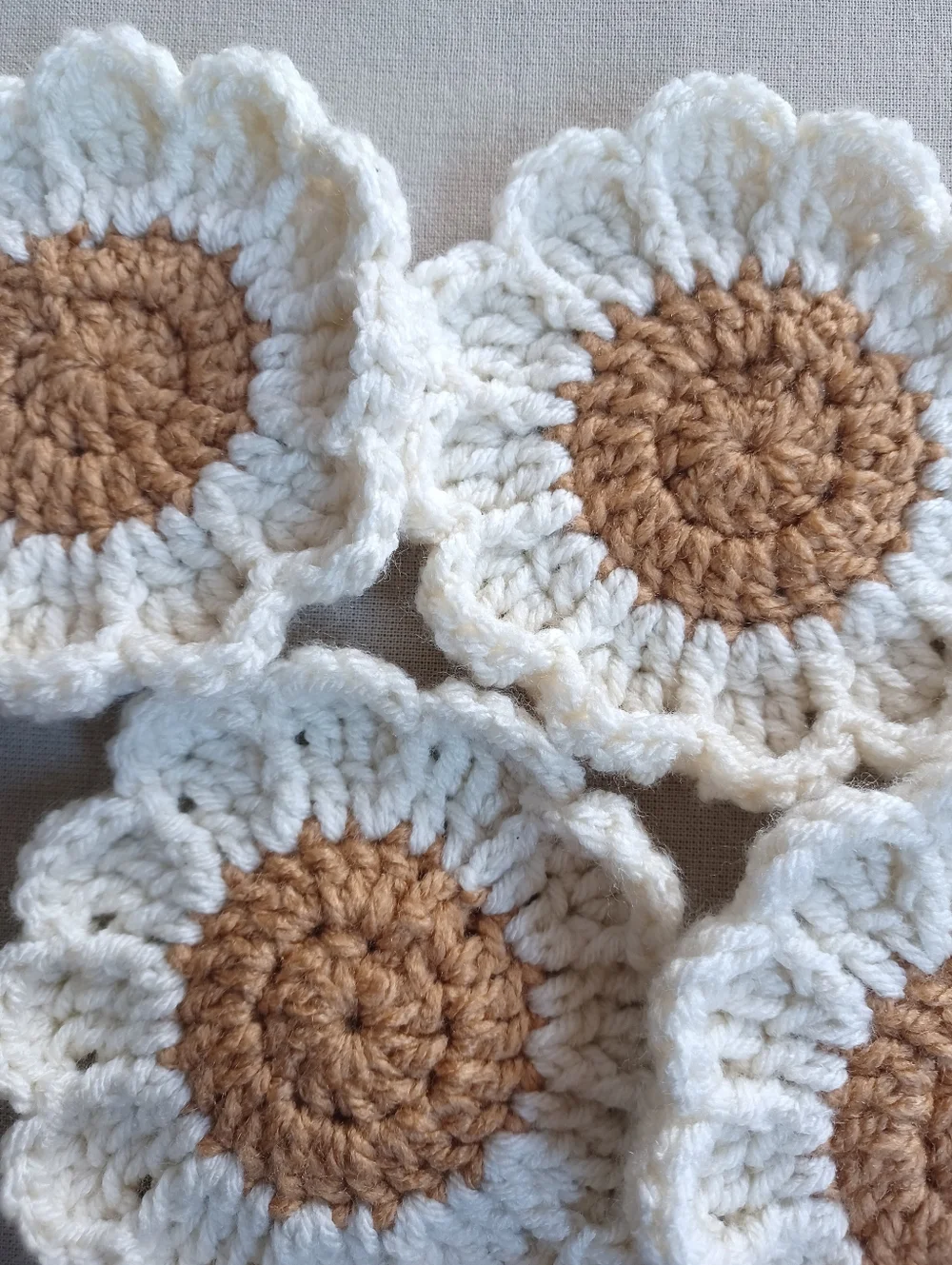 Handmade Daisy Crochet Coasters - Picture 3 of 5
